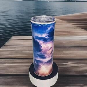 Thunder Lightning Bling 20oz Skinny Stainless Steel Tumbler – Handmade Sublimate